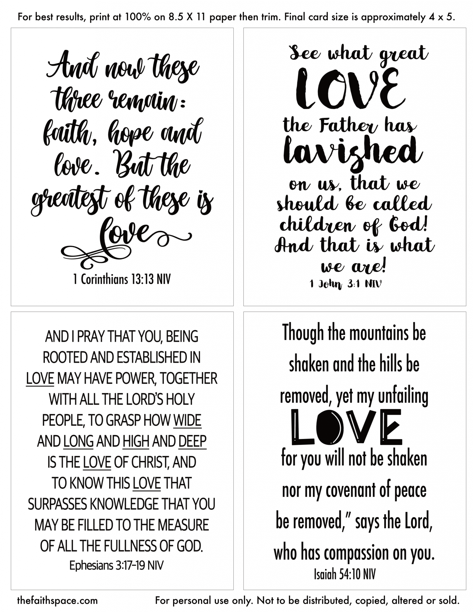 Free Printable Scripture Cards About Love (pdf Download) - The Faith Space