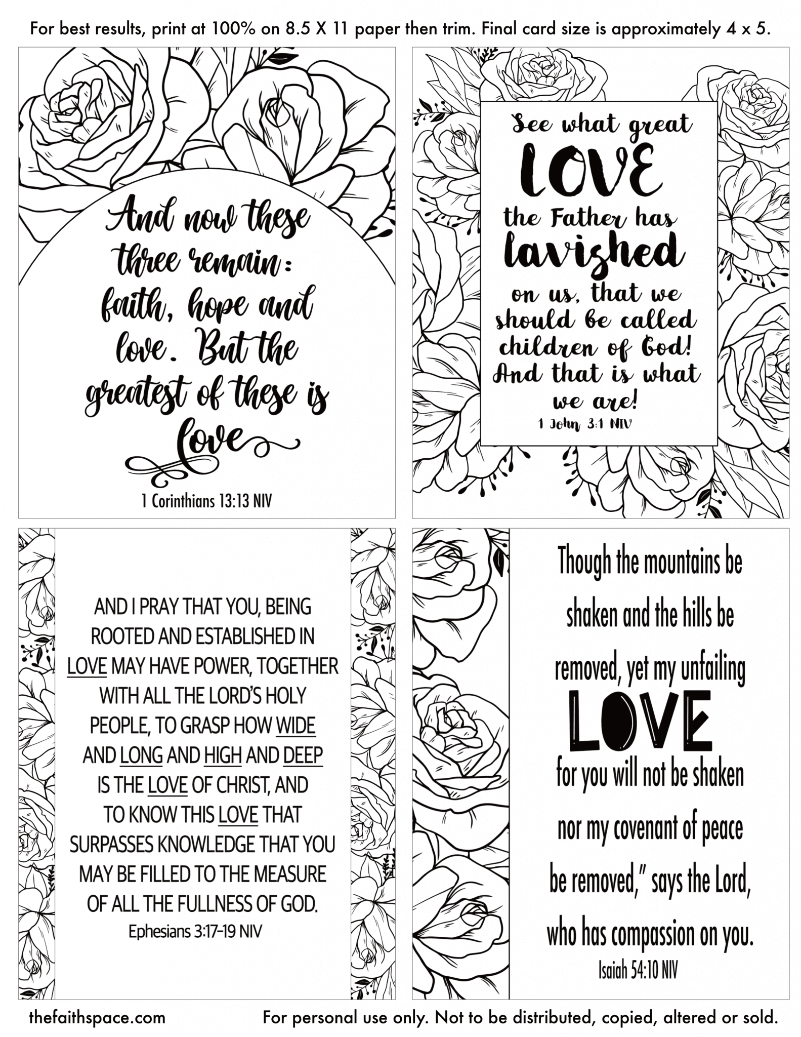 Free Printable Scriptures Free printable Scripture cards about love (pdf download) - The Faith Space