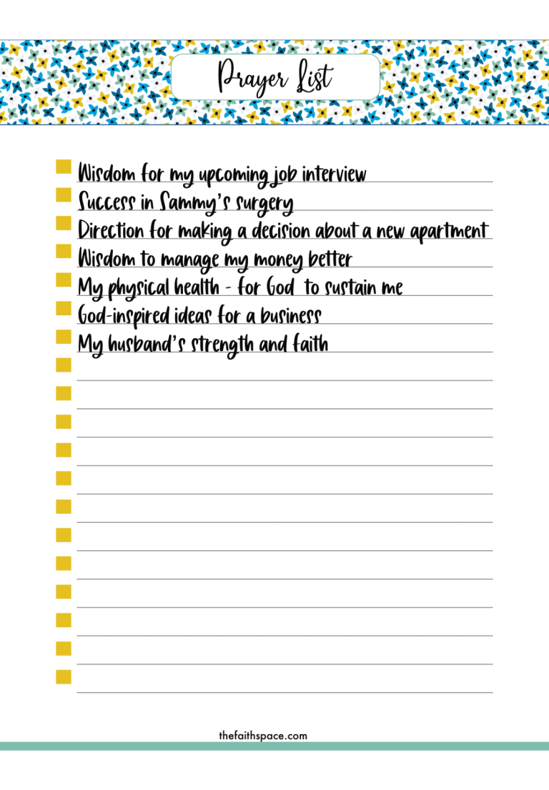 Free Prayer List Templates printable Pdf Downloads The Faith Space