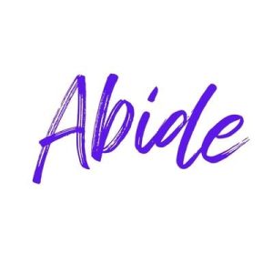 the word abide in purple on white background